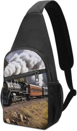Sling Bags Steam Locomotive Train Crossbody Bag for Women Men Cross Body Bag for Travel Hiking Shopping