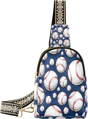 Small Sling Bag for Women Crossbody Baseball Softball Ball Trendy Crossbody Bag Fanny Pack with Guitar Strap Sport Leather Chest Bag for Women Travel Outdoor Outfit
