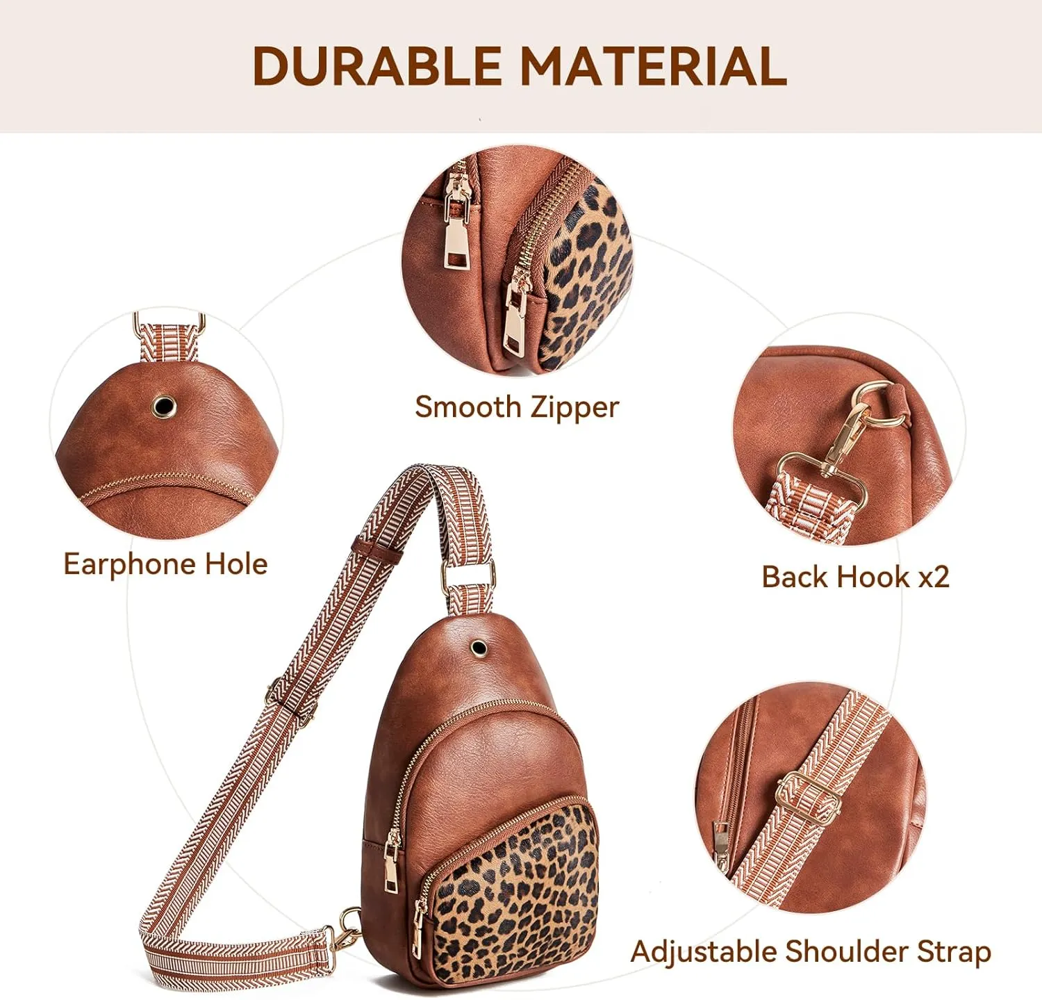 Small Sling Bag for Women Leather Crossbody Bags Fanny Pack Chest Bag for Travel