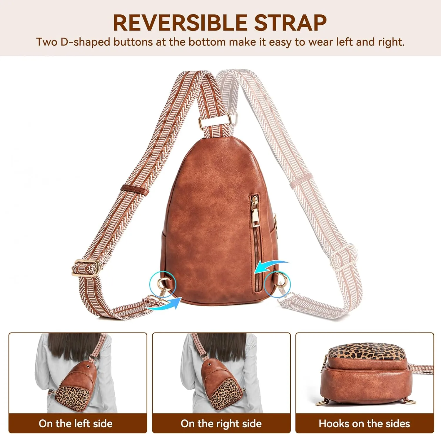 Small Sling Bag for Women Leather Crossbody Bags Fanny Pack Chest Bag for Travel