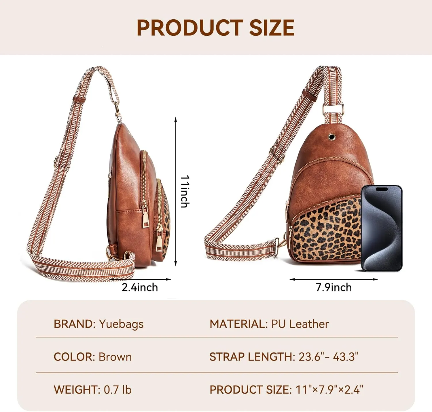 Small Sling Bag for Women Leather Crossbody Bags Fanny Pack Chest Bag for Travel