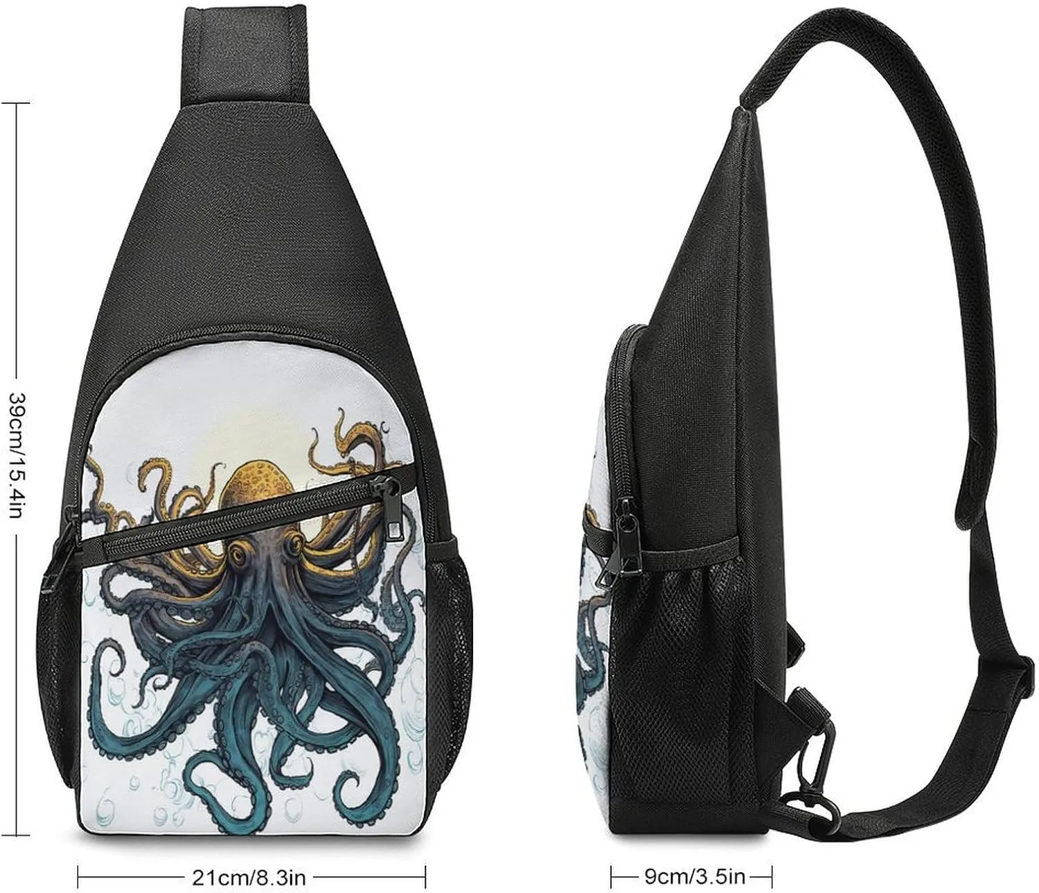 Small Sling Chest Bag Crossbody Bag for Men Women,Sun Ocean Octopus Lightweight Gym Daypack for Travel Cycling Hiking