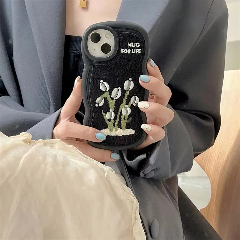 Small Tulip Embroidered Phone Case