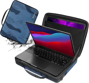 Smatree Hard EVA Laptop Shoulder Bag for 13.6 inch MacBook Air 2025/2024/2022/A3313, 14.2 inch MacBook Pro M4/M3/M2 2024/2023/A2918/A2992/A2779/A2442,14 inch MacBook Pro/Air Organizer Bag(Navy Blue)