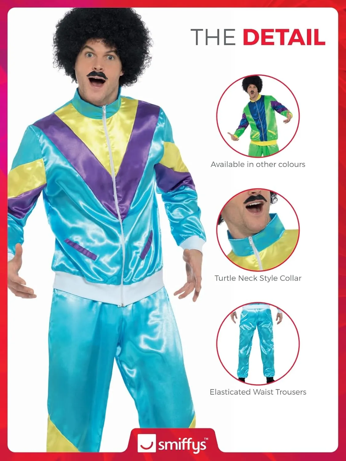 Smiffys Men's 80s Height of Fashion Shell Suit Costume, Male