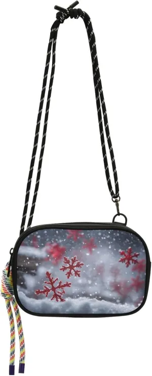 Snowflake Print Crossbody Handbags for Women Walking, Hiking Lightweight Shoulder Phone Purse