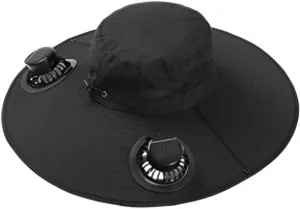 Solar Powered Fan Hat for Men & Women Wide Brim Sun Protection with Built-in Fans UPF 50   Outdoor Fishing & Beach Hats