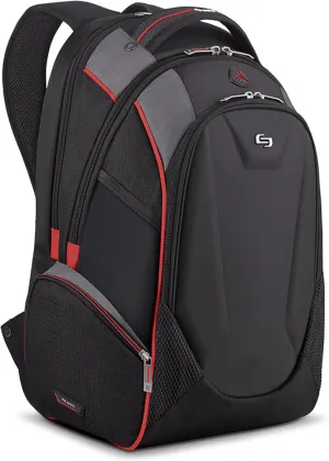 Solo New York Laptop Backpack for Women & Men -Carry On Bookbag for Travel & Work, Lightweight Bag, Hard-Shell Front Organizer, Padded Straps, Fits 17.3" Computer - Launch, Black