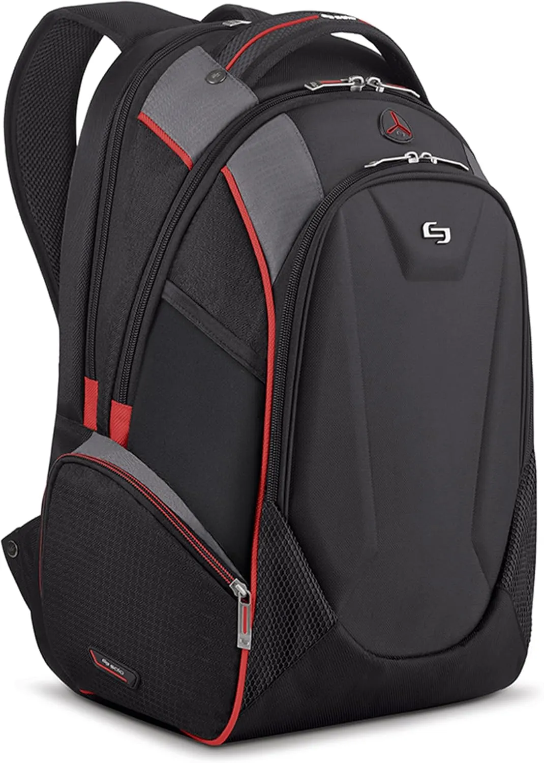 Solo New York Laptop Backpack for Women & Men -Carry On Bookbag for Travel & Work, Lightweight Bag, Hard-Shell Front Organizer, Padded Straps, Fits 17.3" Computer - Launch, Black