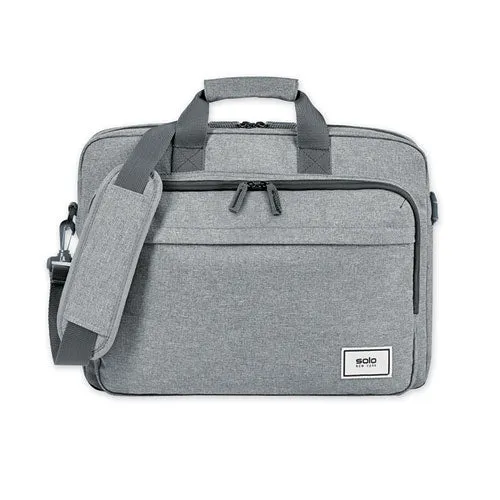 Solo Sustainable Recycled Collection Laptop Bag, Fits Devices Up to 15.6", Recycled PET Polyester, 16.25 x 4.5 x 12, Gray