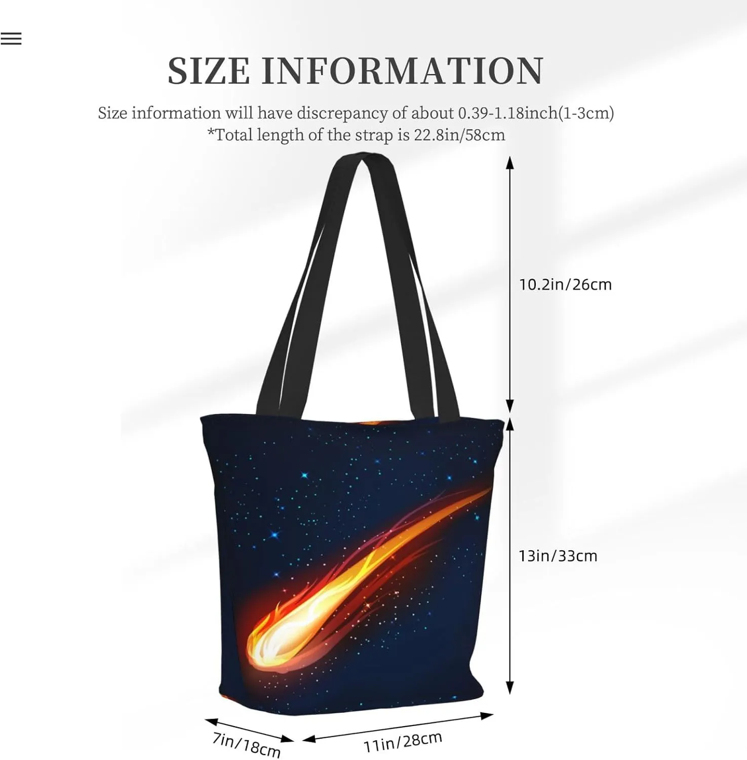 Space Meteor Star Tote Bag for Women, Travel Tote Handbags for Gym