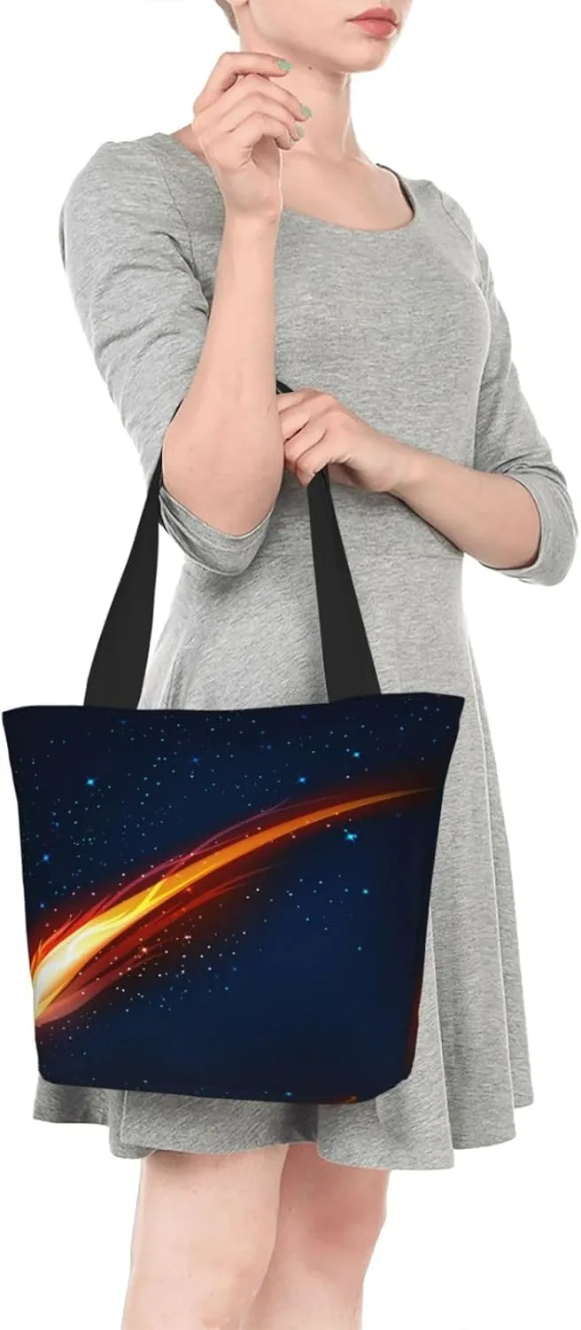 Space Meteor Star Tote Bag for Women, Travel Tote Handbags for Gym