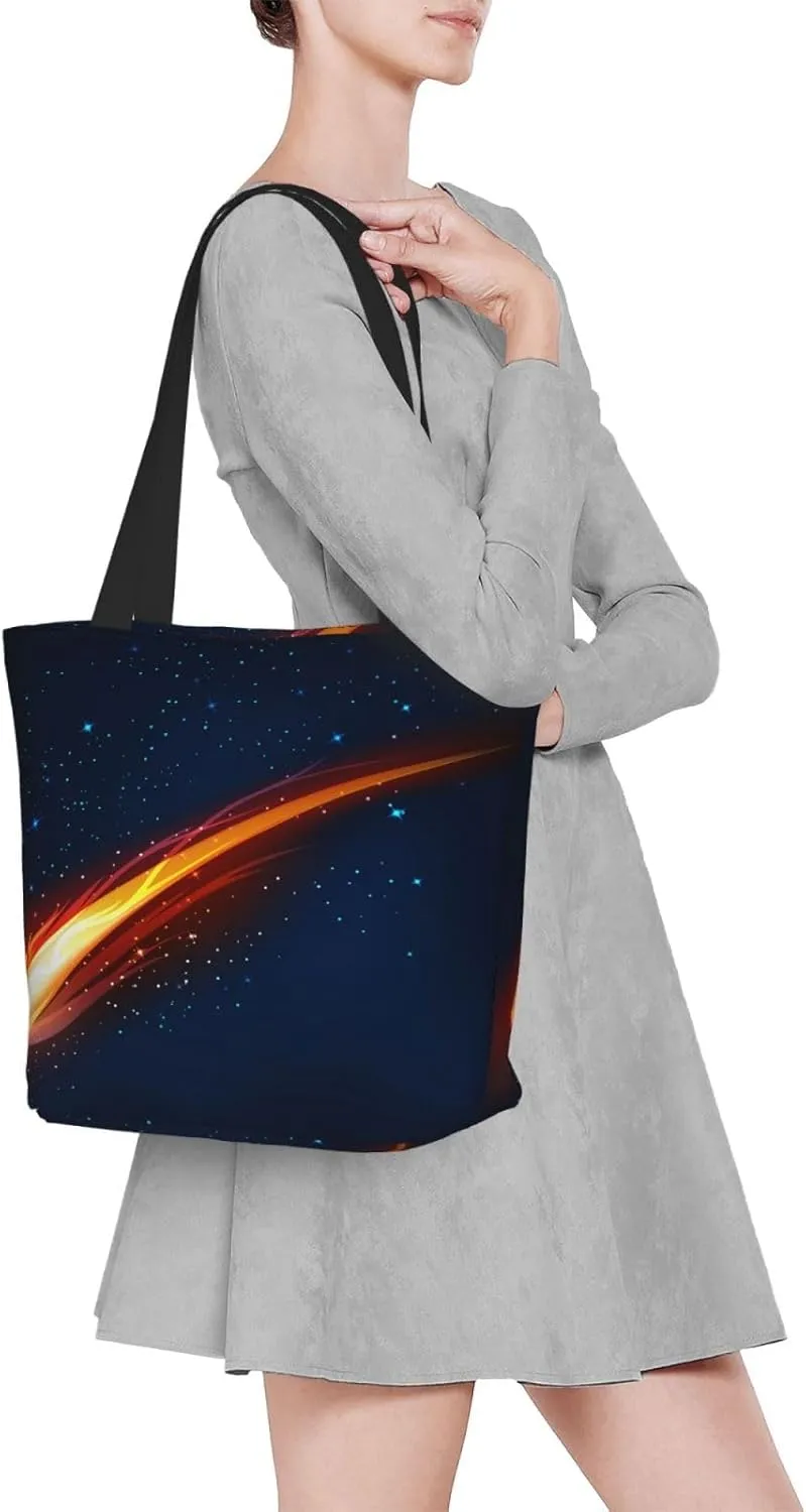 Space Meteor Star Tote Bag for Women, Travel Tote Handbags for Gym