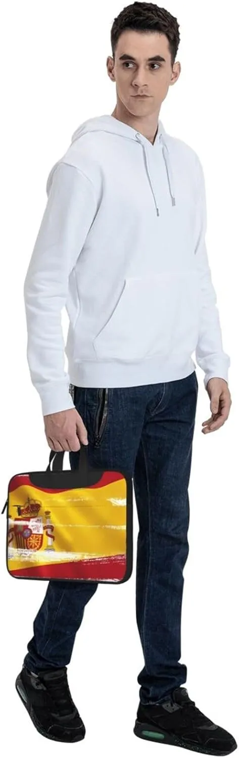 Spain Flag Laptop Shoulder Bag, Ultra Slim And Portable, With Padded Shoulder Strap And Handleã€‚