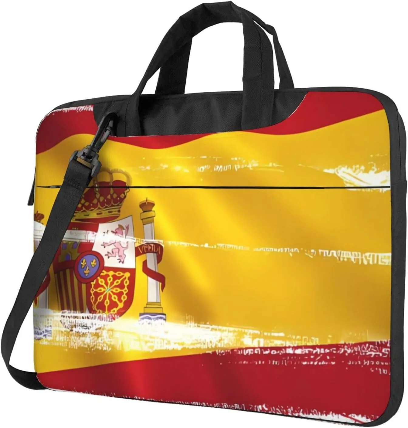 Spain Flag Laptop Shoulder Bag, Ultra Slim And Portable, With Padded Shoulder Strap And Handleã€‚