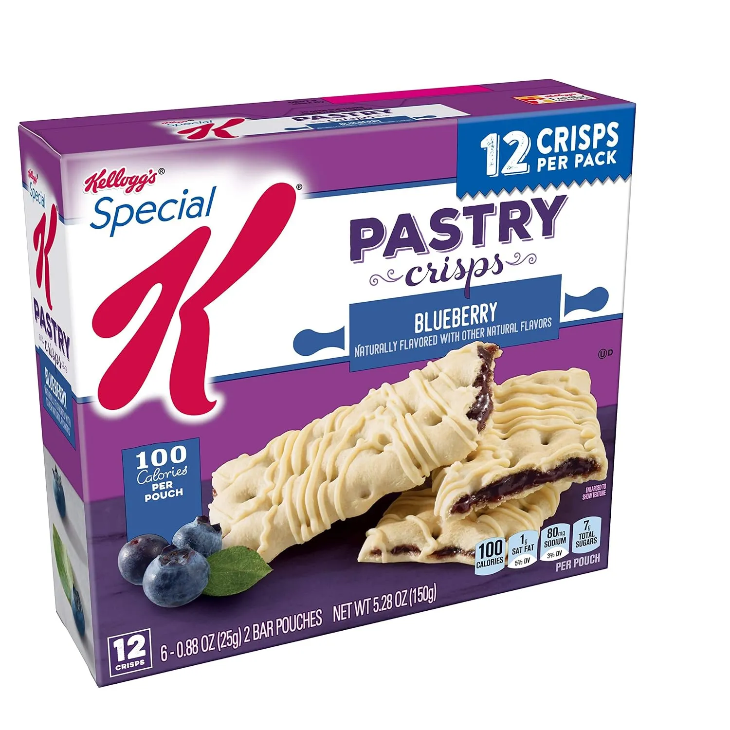 Special K Pastry Crisps, Blueberry, 5.28 oz, 12 Crisps, 2 per Pouch (6 Pouches)