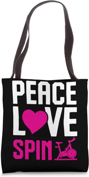 Spinning Class Peace Love spin Spin Class Gym Tote Bag