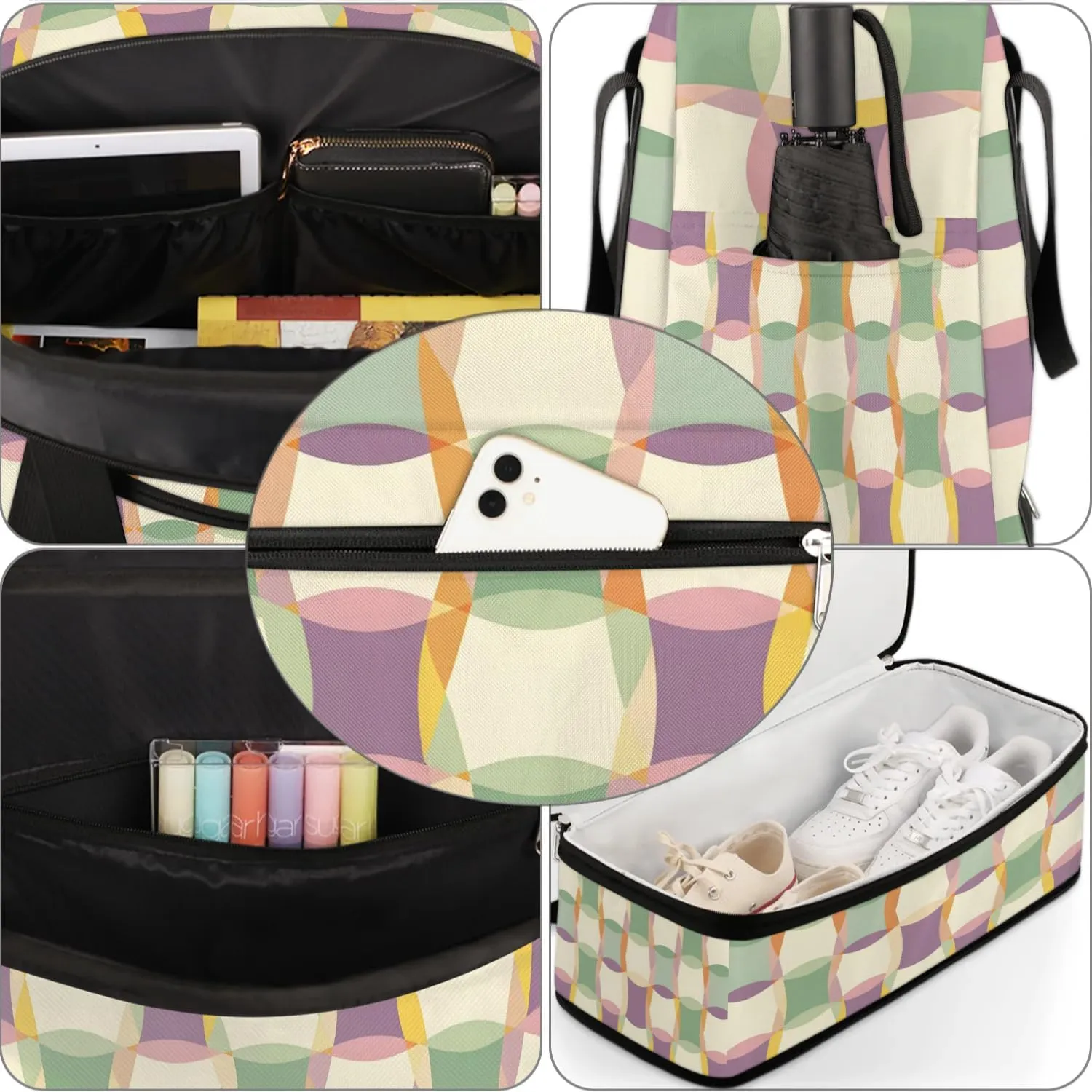 Sports Duffel Bag, Foldable Colorful Plaid Travel Duffel Bag, Gym Yoga Beach Bag Weekender Overnight Bag with Shoes Compartment for Men Women, Checkered