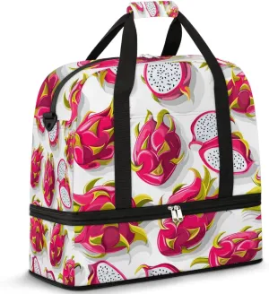 Sports Duffel Bag, Foldable Dragon Fruit Fruit Travel Duffel Bag, Gym Yoga Beach Bag Weekender Overnight Bag with Shoes Compartment for Men Women, Dragon Fruits
