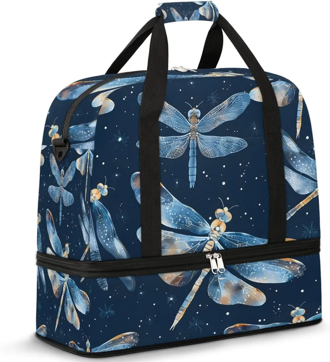 Sports Duffel Bag, Foldable Dragonflies Travel Duffel Bag, Gym Yoga Beach Bag Weekender Overnight Bag with Shoes Compartment for Men Women, Dragonfly