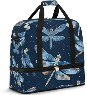 Sports Duffel Bag, Foldable Dragonflies Travel Duffel Bag, Gym Yoga Beach Bag Weekender Overnight Bag with Shoes Compartment for Men Women, Dragonfly