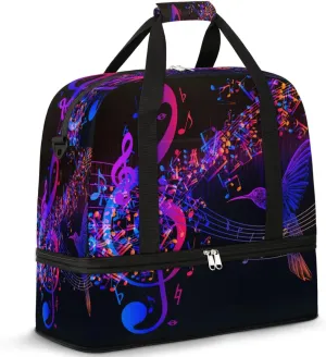 Sports Duffel Bag, Foldable Music Note Gym Yoga Beach Bag, Travel Duffel Bags, Weekender Overnight Bag with Shoes Compartment for Men, Hummingbird