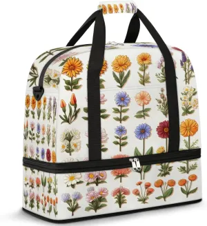 Sports Duffel Bag, Foldable Summer Colorful Flowers Travel Duffel Bag, Gym Yoga Beach Bag Weekender Overnight Bag with Shoes Compartment for Men Women, Spring Summer
