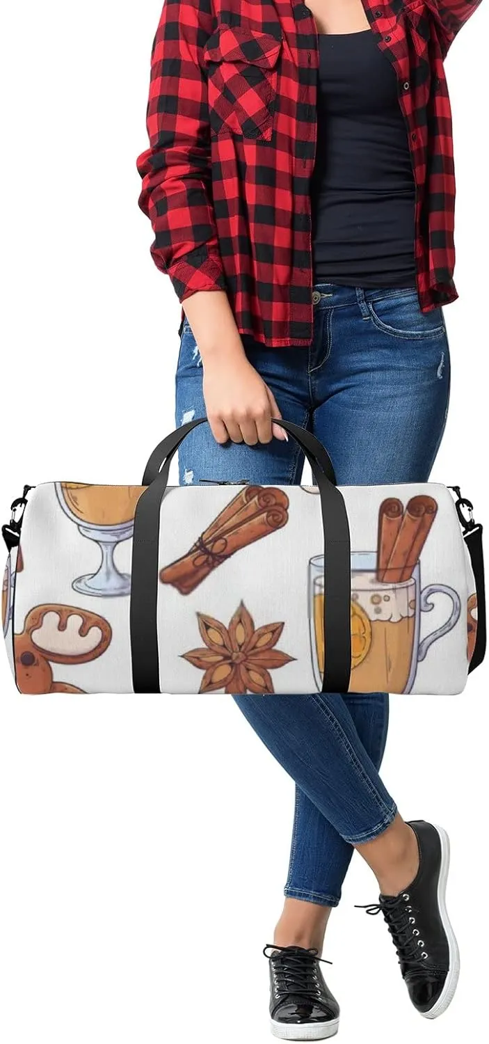 Sports Gym Bag for Women and Men Waterproof Christmas Pattern Duffel Bag Lightweight Carryon Traveling Boarding Gripsack