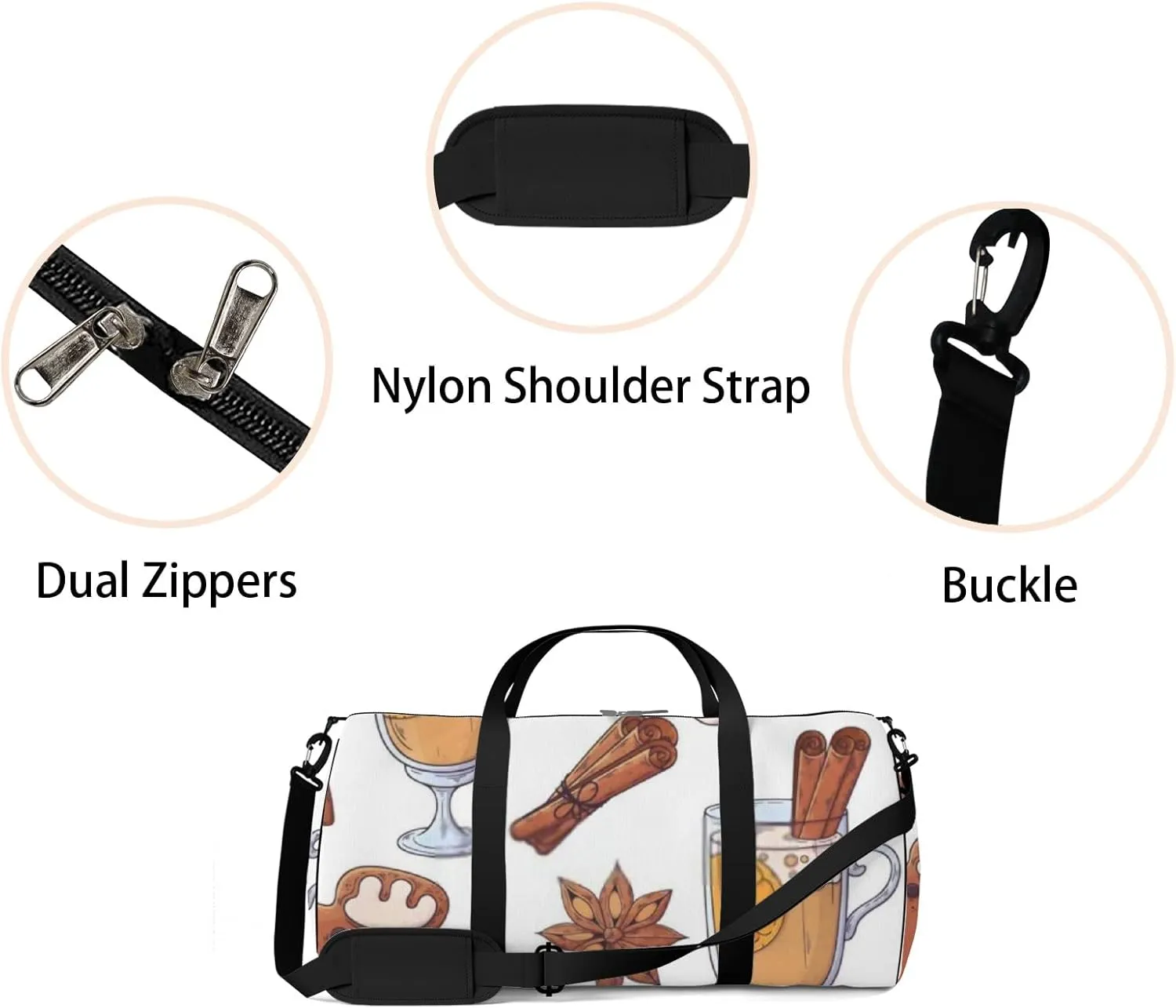 Sports Gym Bag for Women and Men Waterproof Christmas Pattern Duffel Bag Lightweight Carryon Traveling Boarding Gripsack