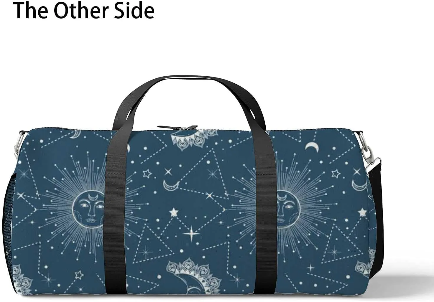Sports Gym Bag for Women and Men Waterproof Pattern Sun Moon Stars Duffel Bag Lightweight Carryon Traveling Boarding Gripsack