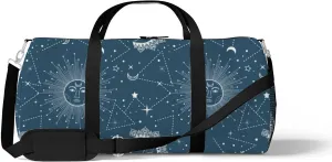 Sports Gym Bag for Women and Men Waterproof Pattern Sun Moon Stars Duffel Bag Lightweight Carryon Traveling Boarding Gripsack