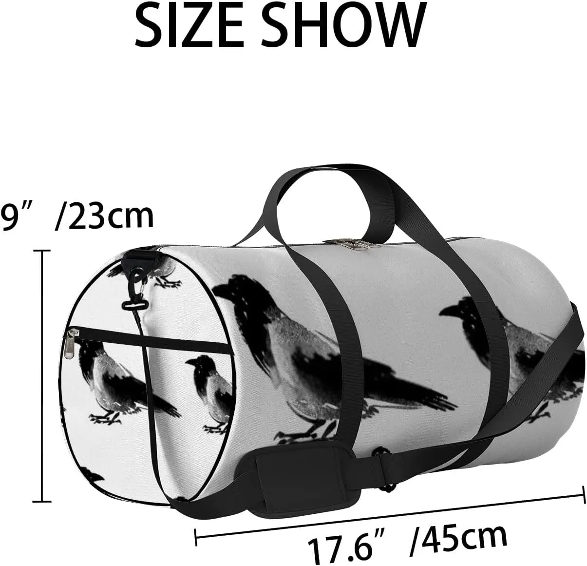 Sports Gym Bag for Women and Men Waterproof Sketches Birds Black Duffel Bag Lightweight Carryon Traveling Boarding Gripsack