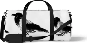 Sports Gym Bag for Women and Men Waterproof Sketches Birds Black Duffel Bag Lightweight Carryon Traveling Boarding Gripsack