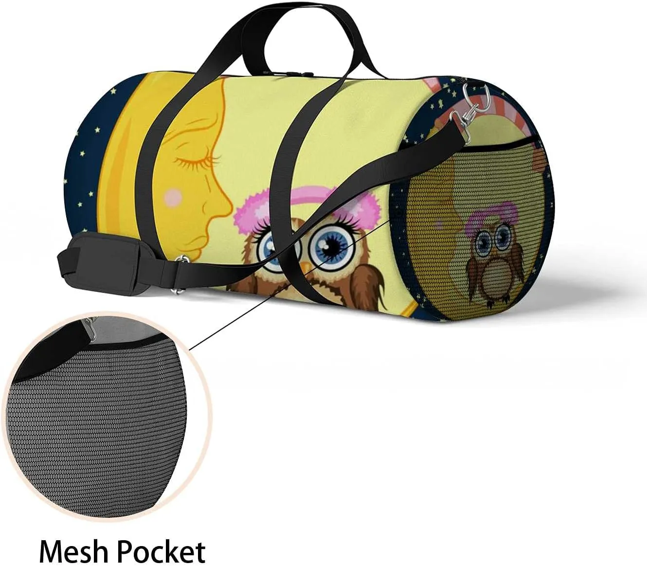 Sports Gym Bag for Women and Men Waterproof Sweet Cartoon Brown Owl Soft Headphones Duffel Bag Lightweight Carryon Traveling Boarding Gripsack
