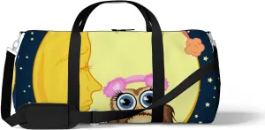 Sports Gym Bag for Women and Men Waterproof Sweet Cartoon Brown Owl Soft Headphones Duffel Bag Lightweight Carryon Traveling Boarding Gripsack