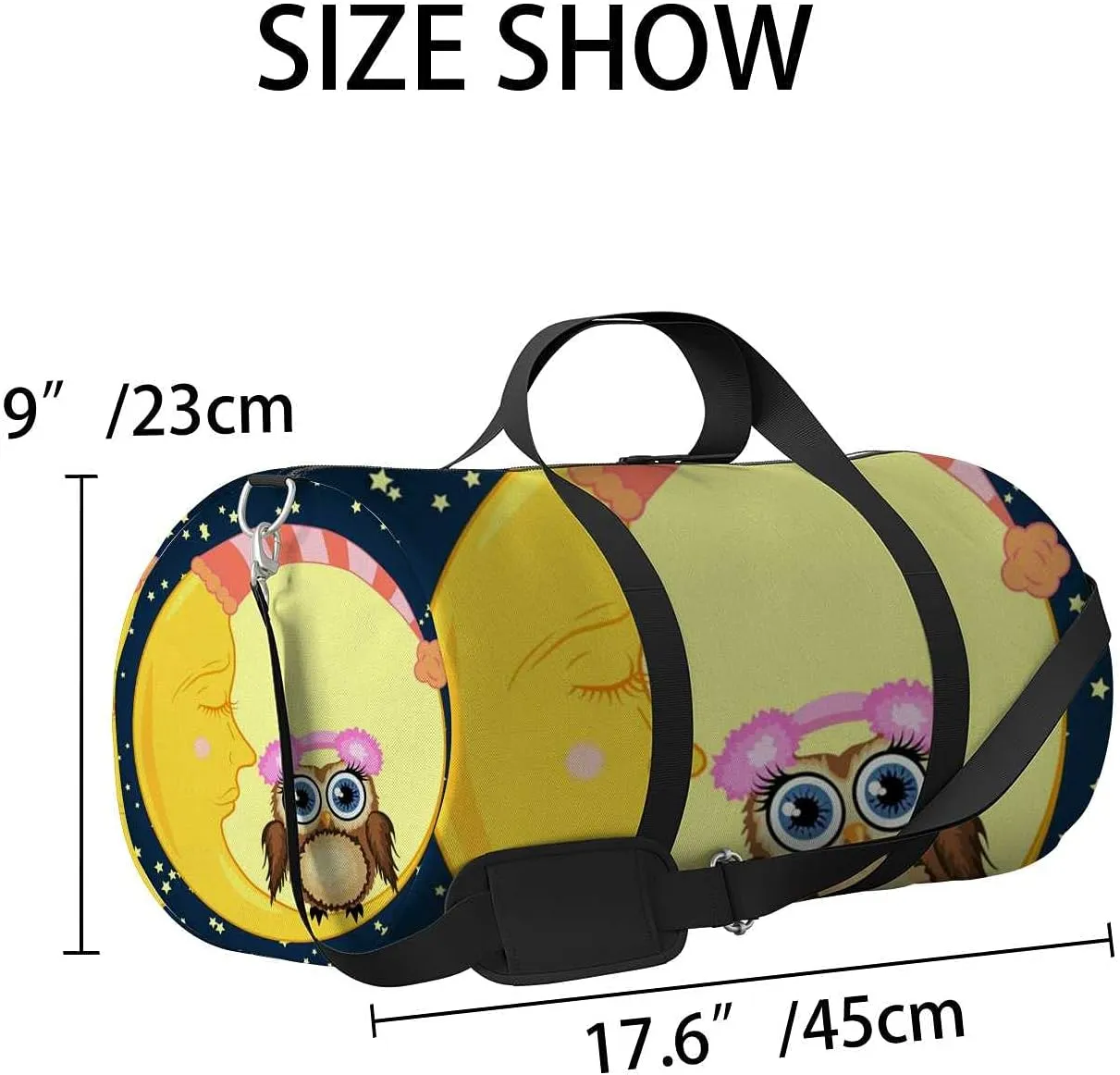 Sports Gym Bag for Women and Men Waterproof Sweet Cartoon Brown Owl Soft Headphones Duffel Bag Lightweight Carryon Traveling Boarding Gripsack