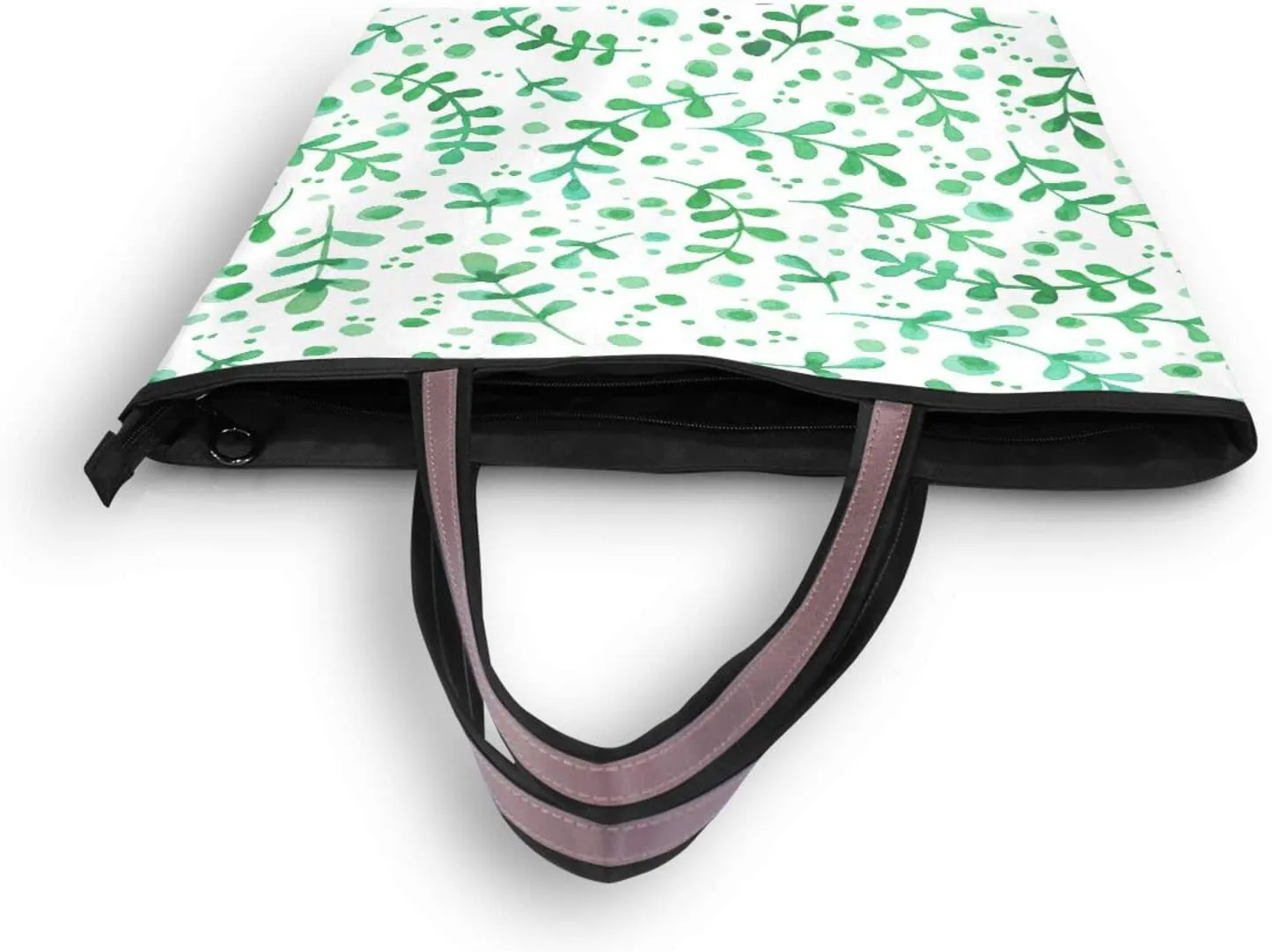 Spring Tote Bag for Women With Zipper Pocket Polyester Tote Purse Flower Handbag