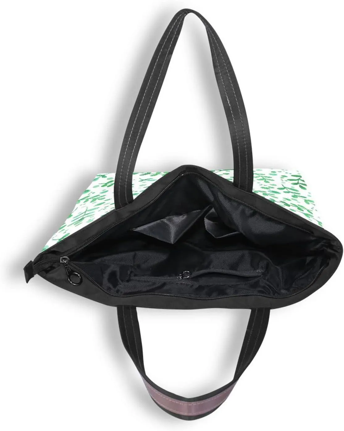 Spring Tote Bag for Women With Zipper Pocket Polyester Tote Purse Flower Handbag