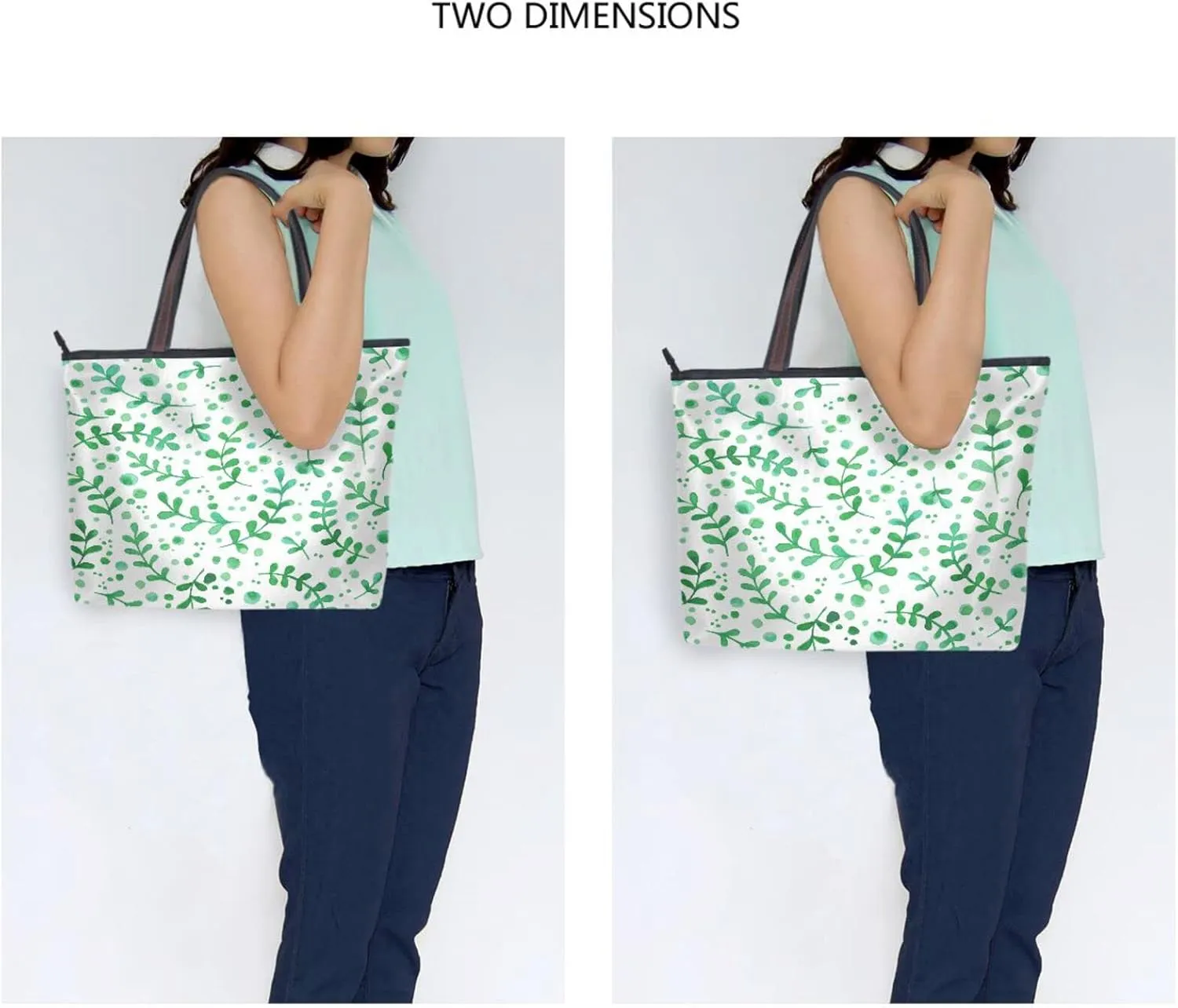 Spring Tote Bag for Women With Zipper Pocket Polyester Tote Purse Flower Handbag