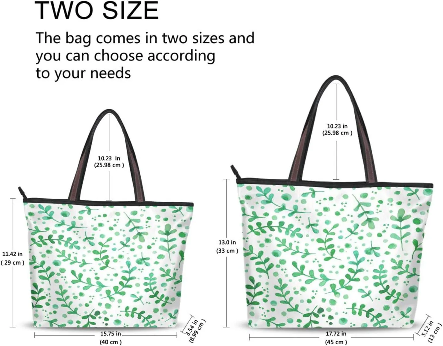 Spring Tote Bag for Women With Zipper Pocket Polyester Tote Purse Flower Handbag