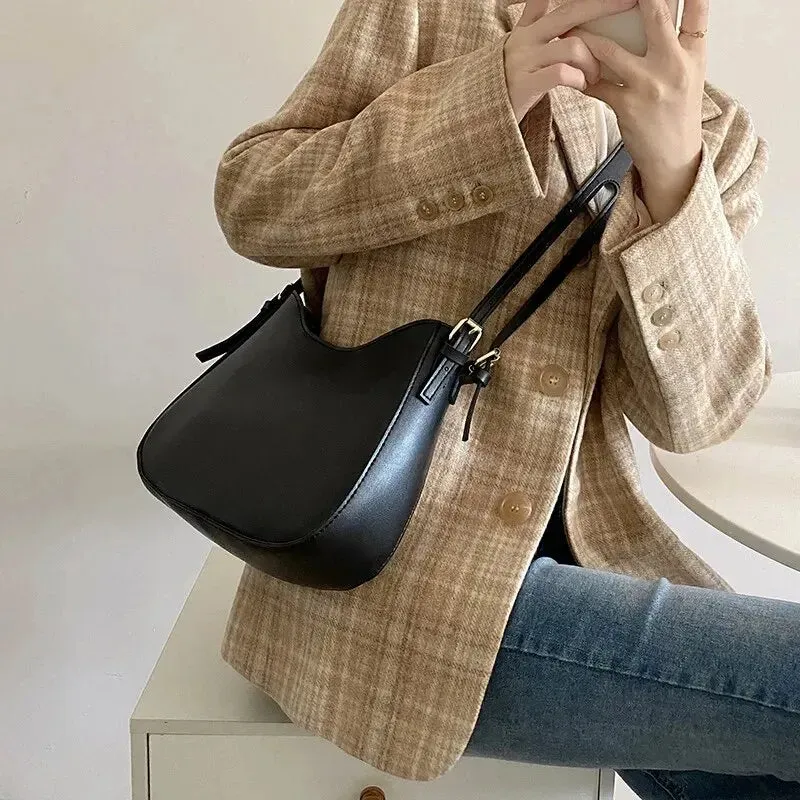 Spring Vintage Women's Shoulder Bag Fashion Solidr Casual Outdoor Bag Handbags Zipper Crossbody Pu Leather Cross Body Bag