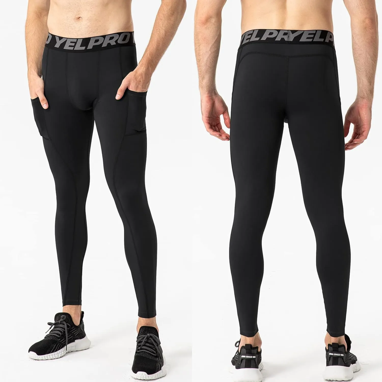 SPVISE 2 or 3 Pack Men's Compression Pants Leggings Running Tights with Pocket Cool Dry Workout Base Layer Athletic Gym Pants