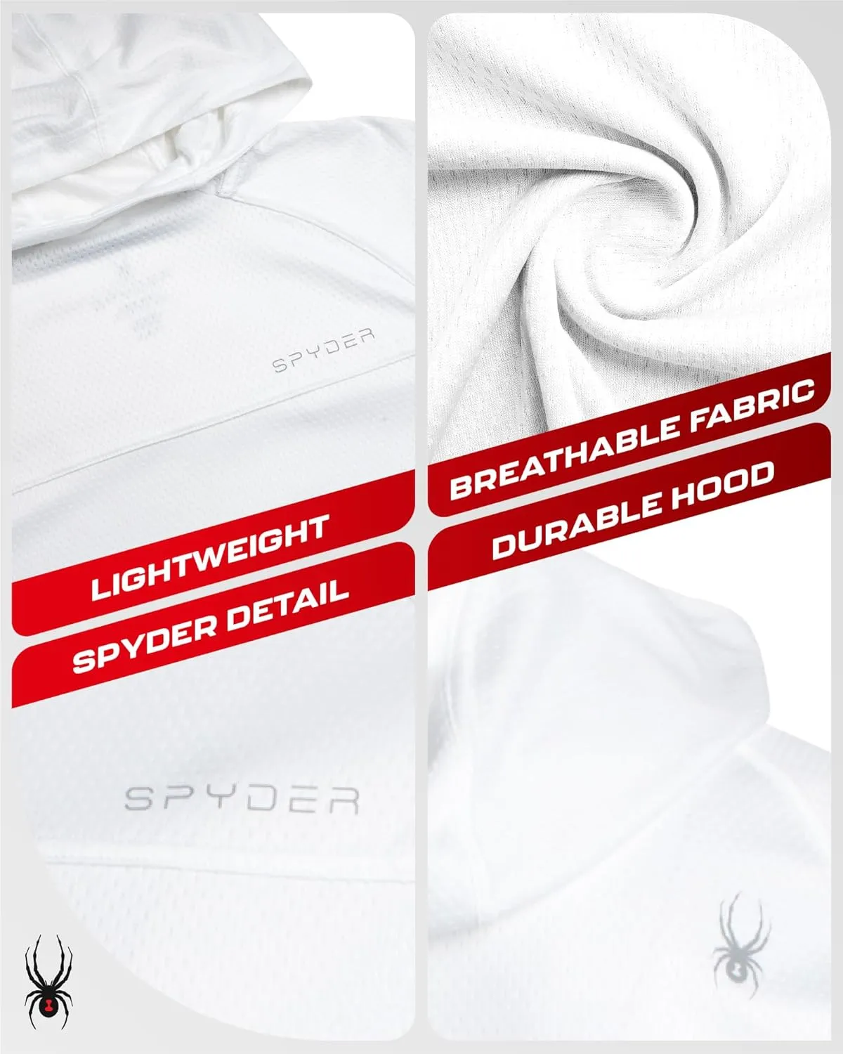 Spyder Mens Rash Guard Long Sleeve Sun Hoodie Shirt - UPF 50  UV Protection Quick Dry Moisture Wicking Fishing & Swim Shirt