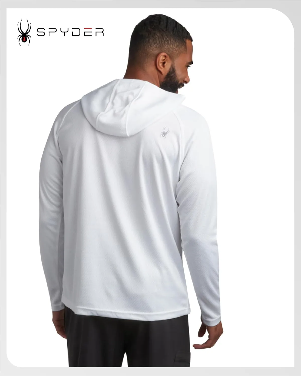 Spyder Mens Rash Guard Long Sleeve Sun Hoodie Shirt - UPF 50  UV Protection Quick Dry Moisture Wicking Fishing & Swim Shirt