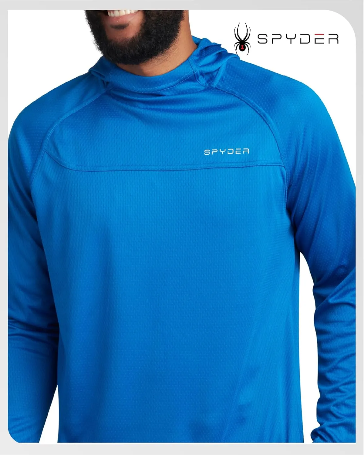 Spyder Mens Rash Guard Long Sleeve Sun Hoodie Shirt - UPF 50  UV Protection Quick Dry Moisture Wicking Fishing & Swim Shirt
