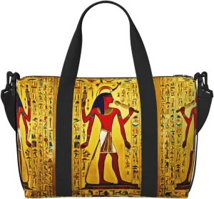 SSIMOO Ancient Egypt Tribe Series Print Portable Travel Duffel Bag,Ideal For Business And Private Travel, Black