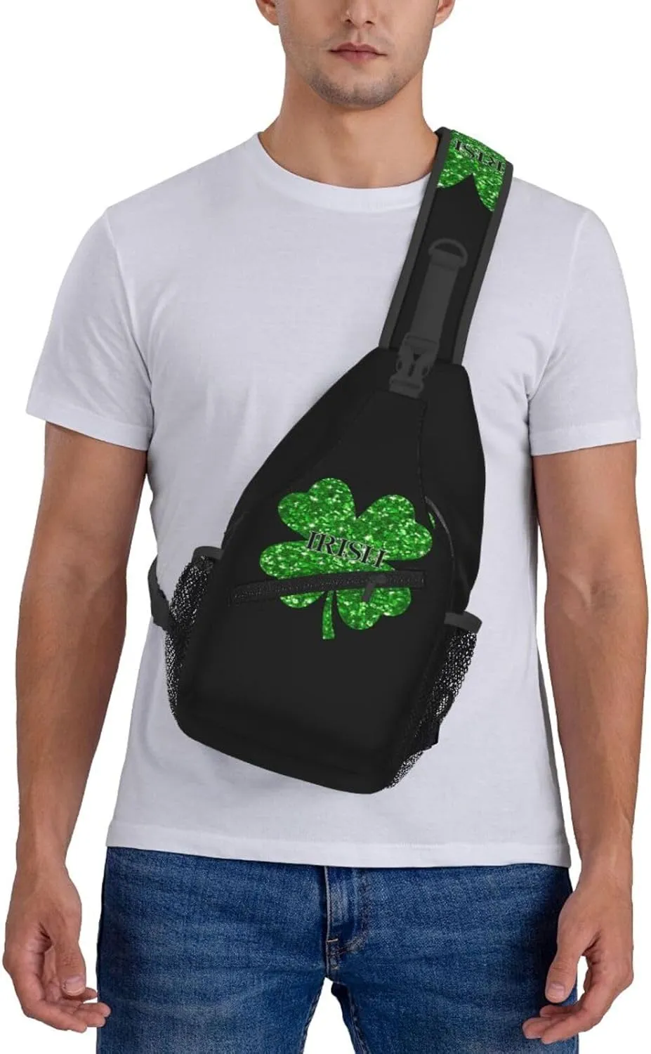St Patrick's Day Bags Lucky Clover Shamrock Sling Bag Crossbody Backpack Shoulder Casual Daypack Bag for Men Women