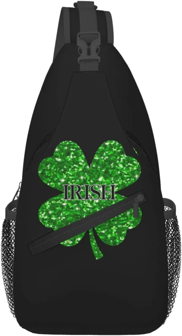 St Patrick's Day Bags Lucky Clover Shamrock Sling Bag Crossbody Backpack Shoulder Casual Daypack Bag for Men Women