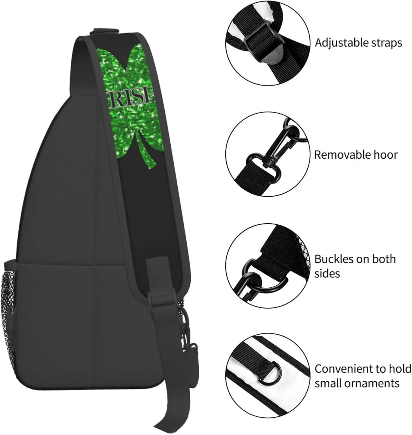 St Patrick's Day Bags Lucky Clover Shamrock Sling Bag Crossbody Backpack Shoulder Casual Daypack Bag for Men Women