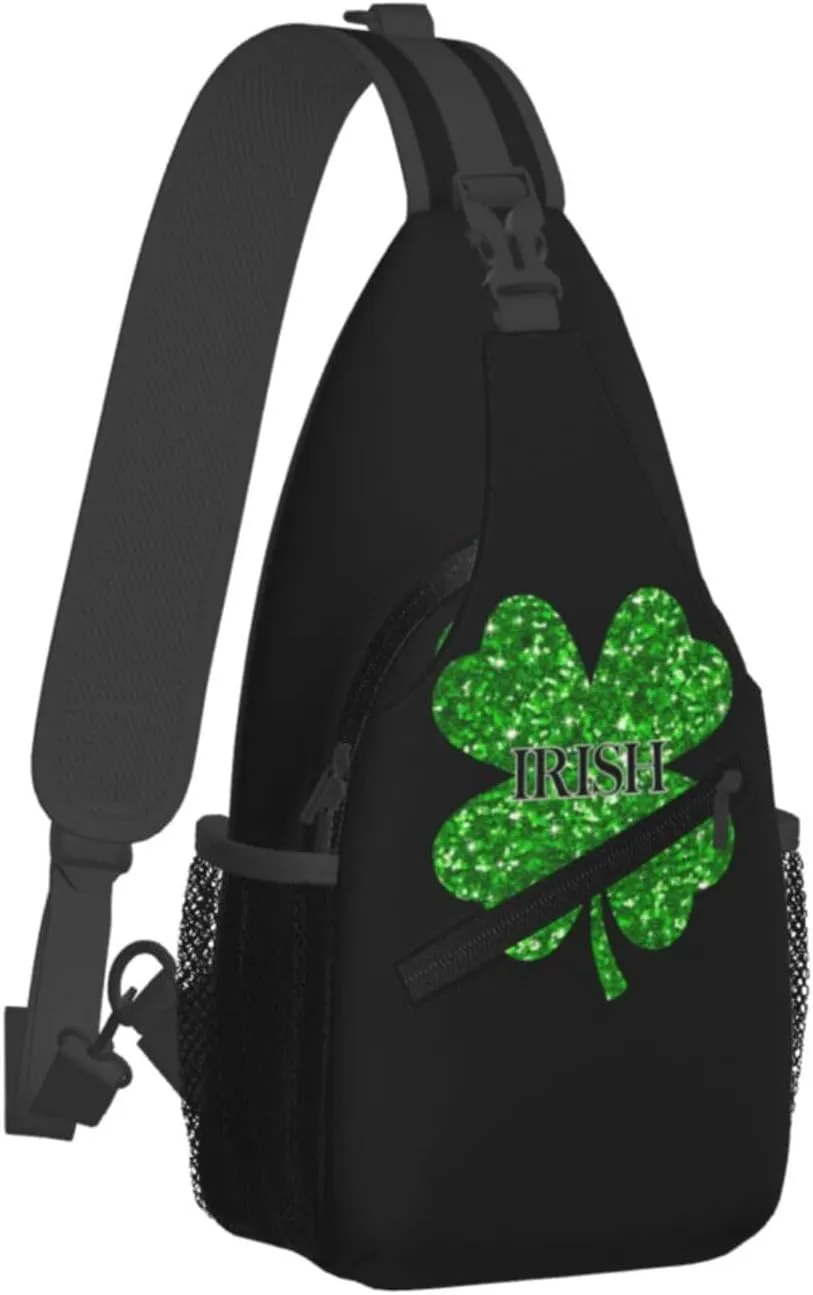 St Patrick's Day Bags Lucky Clover Shamrock Sling Bag Crossbody Backpack Shoulder Casual Daypack Bag for Men Women